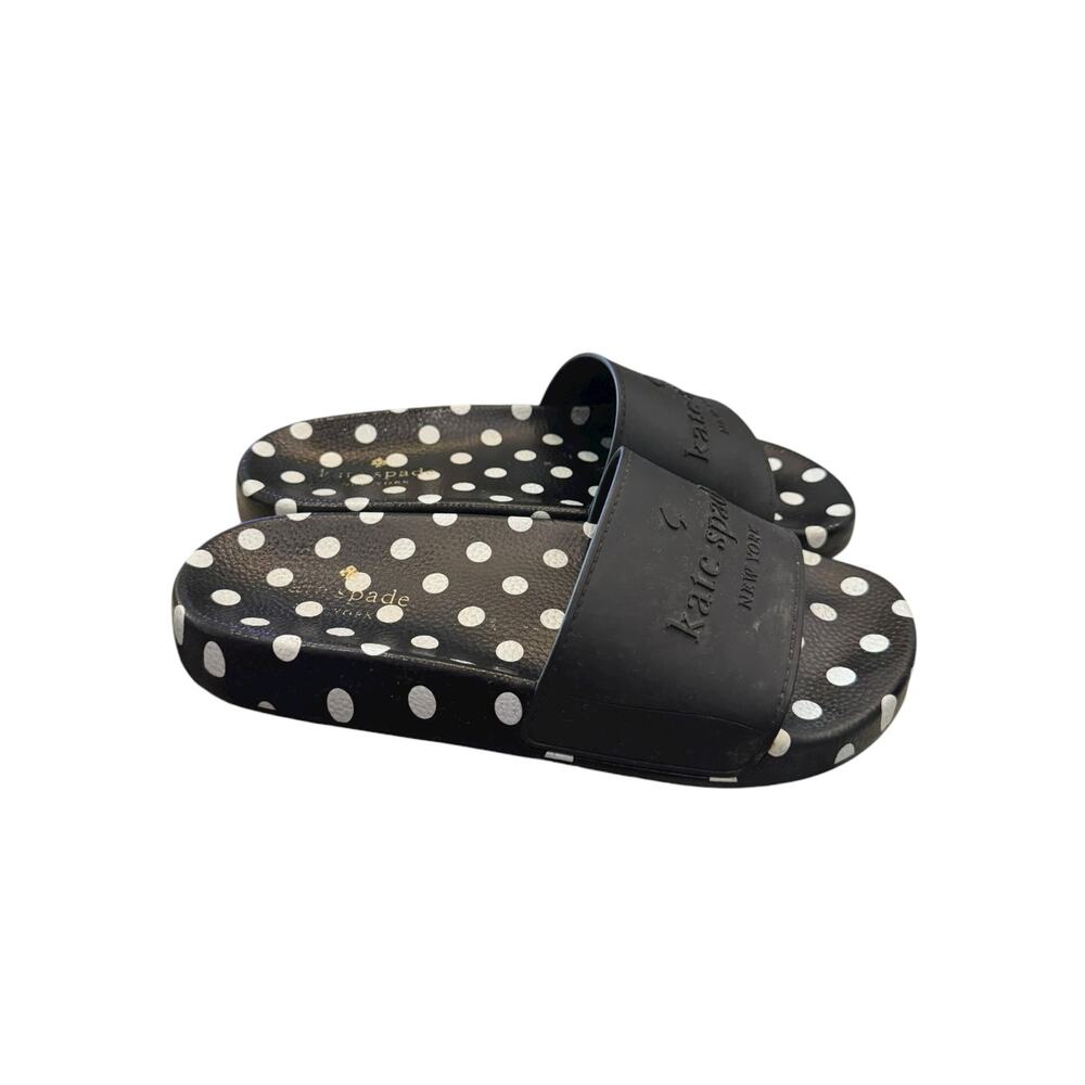 Kate Spade Sunny Black White Polka Dot Slide Sandals Womens 7B EU 37.5 - Picture 2 of 7